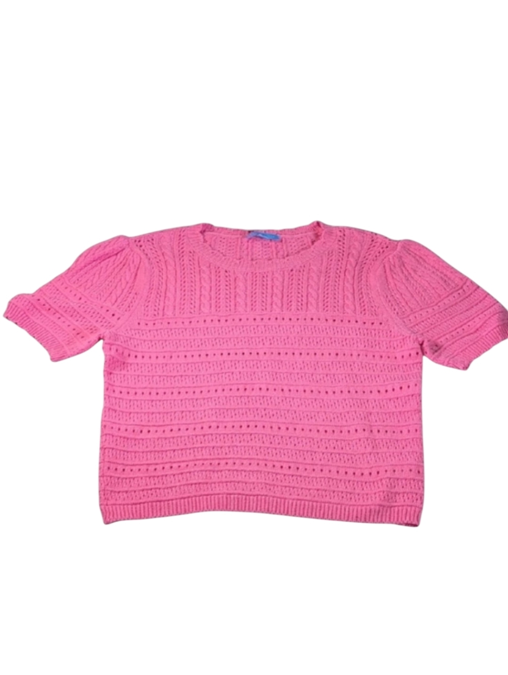 Draper James Pink Short Sleeve Pointelle Sweater Size Med